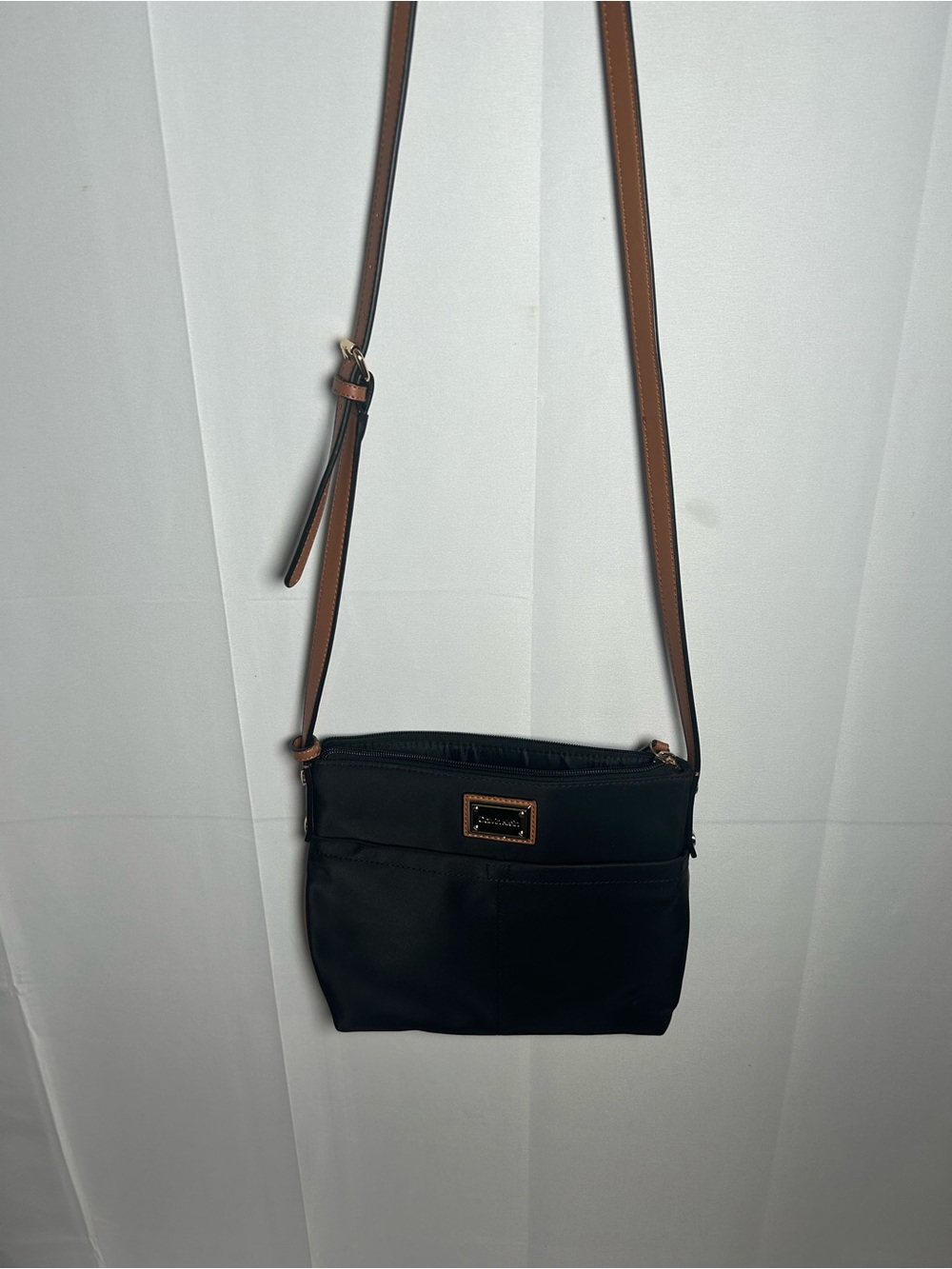 Calvin Klein Black Crossbody with Brown Adjustable Strap